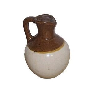 Vintage Stoneware Mini Jug Tan & Brown Crock